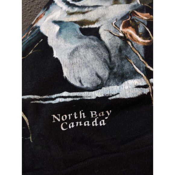 Vintage 90s Harlequin Wolf Print Sweatshirt Wolves Adult Medium Outdoors Nature - Picture 4 of 4